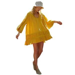 Free People Yellow Soak Up The Sun Tunic Size Small